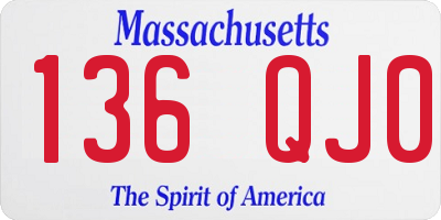 MA license plate 136QJ0