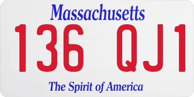 MA license plate 136QJ1