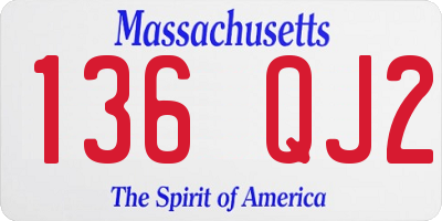 MA license plate 136QJ2