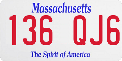 MA license plate 136QJ6