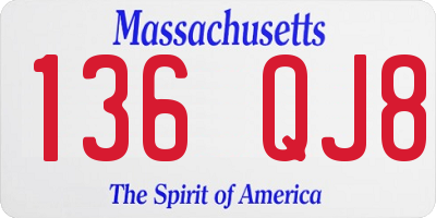 MA license plate 136QJ8