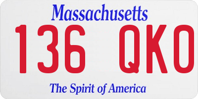 MA license plate 136QK0
