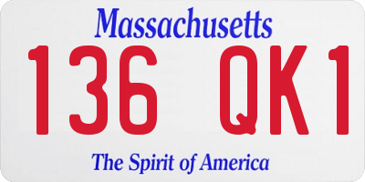MA license plate 136QK1
