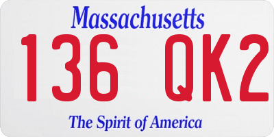 MA license plate 136QK2