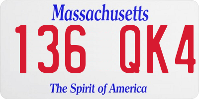 MA license plate 136QK4