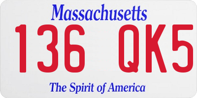 MA license plate 136QK5