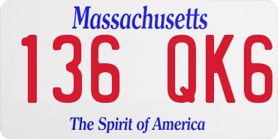 MA license plate 136QK6