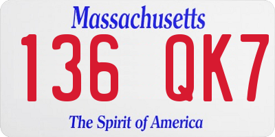 MA license plate 136QK7