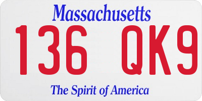 MA license plate 136QK9