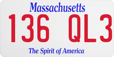 MA license plate 136QL3