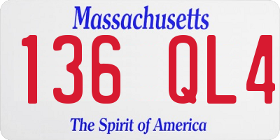 MA license plate 136QL4