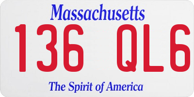 MA license plate 136QL6