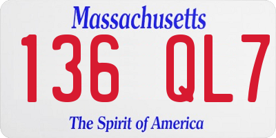 MA license plate 136QL7