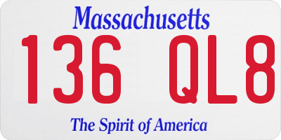 MA license plate 136QL8