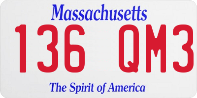 MA license plate 136QM3
