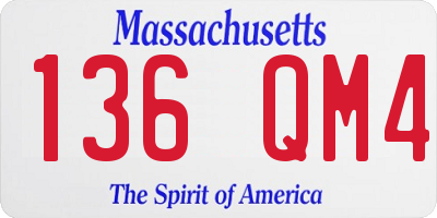 MA license plate 136QM4