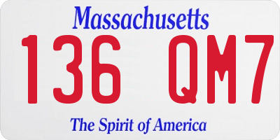 MA license plate 136QM7