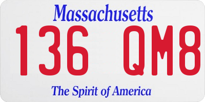 MA license plate 136QM8