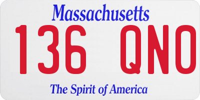 MA license plate 136QN0