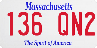 MA license plate 136QN2