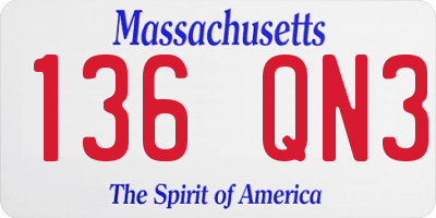 MA license plate 136QN3