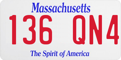 MA license plate 136QN4