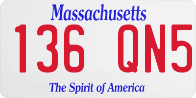 MA license plate 136QN5