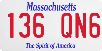 MA license plate 136QN6