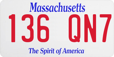 MA license plate 136QN7