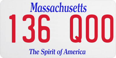 MA license plate 136QO0