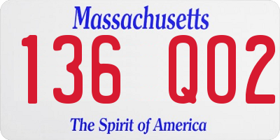 MA license plate 136QO2