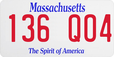MA license plate 136QO4