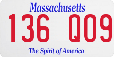 MA license plate 136QO9