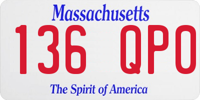 MA license plate 136QP0