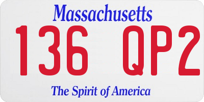 MA license plate 136QP2