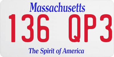 MA license plate 136QP3