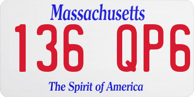 MA license plate 136QP6