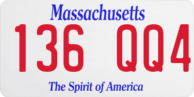 MA license plate 136QQ4