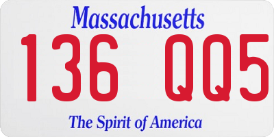 MA license plate 136QQ5