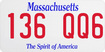 MA license plate 136QQ6