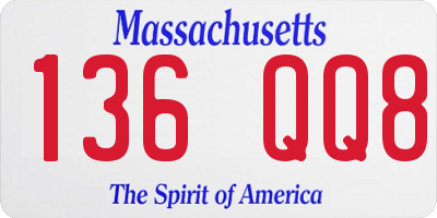 MA license plate 136QQ8