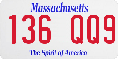 MA license plate 136QQ9