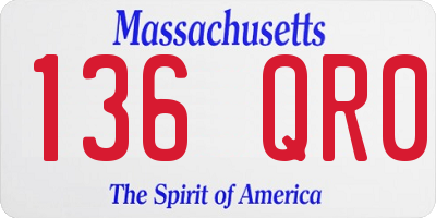 MA license plate 136QR0