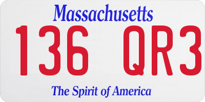 MA license plate 136QR3
