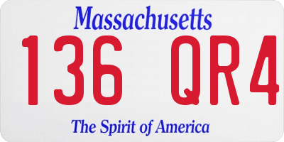 MA license plate 136QR4