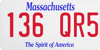 MA license plate 136QR5