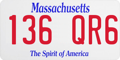 MA license plate 136QR6