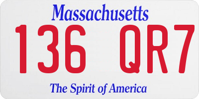 MA license plate 136QR7