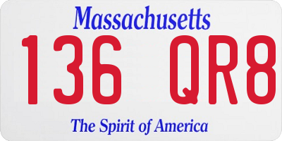 MA license plate 136QR8