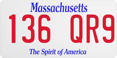 MA license plate 136QR9
